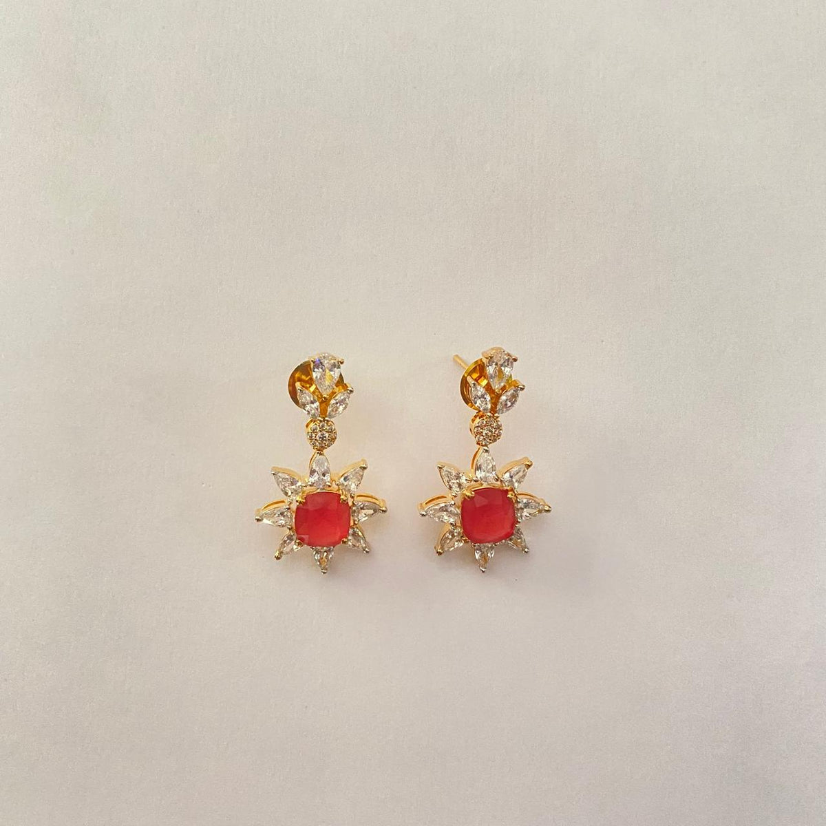 Ruby Gold Plated  A.D Earring