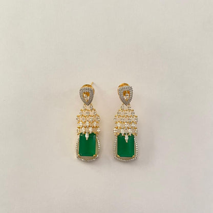 Emerald Gold Plated Diamond Earring