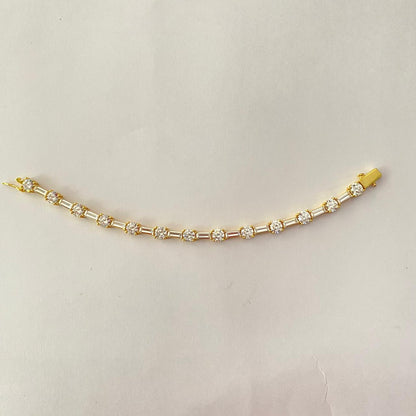 Gold Plated Round Cut Stone Gold Plated Tennis Bracelet