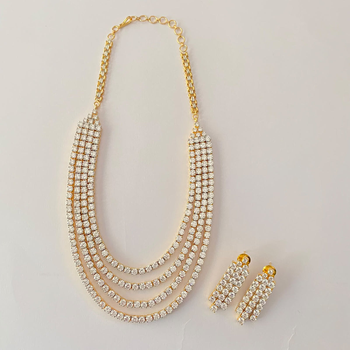 Gold Plated Diamond Layer Necklace Set