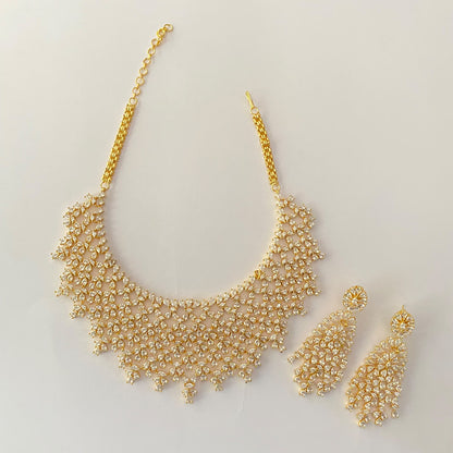 Heavy Gold Plated Diamond Necklace Set