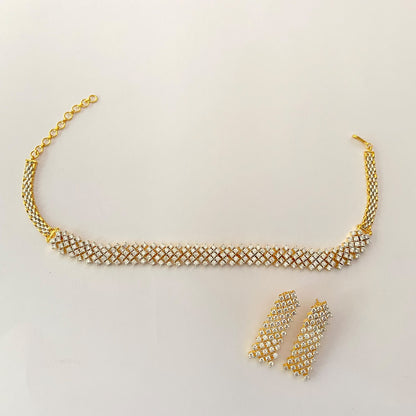 Diamond Gold Plated Choker Set