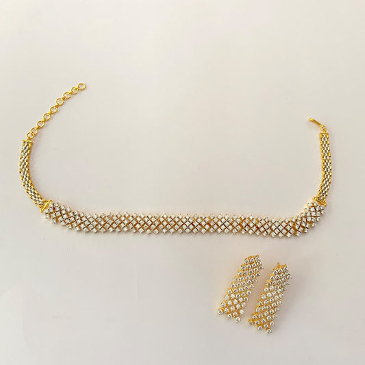 Diamond Gold Plated Choker Set