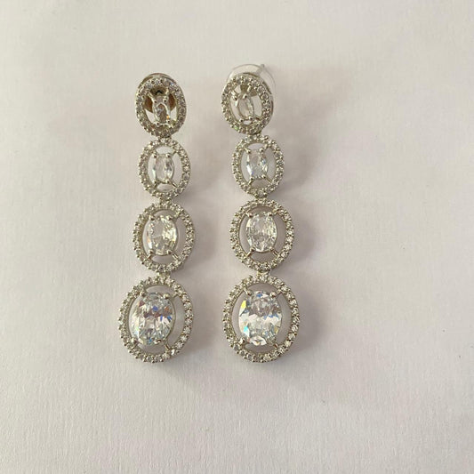 Diamond Silver Plated Round Cut Earring