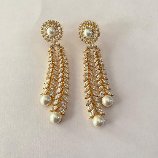 Diamond Gold Plated Pearl Earring