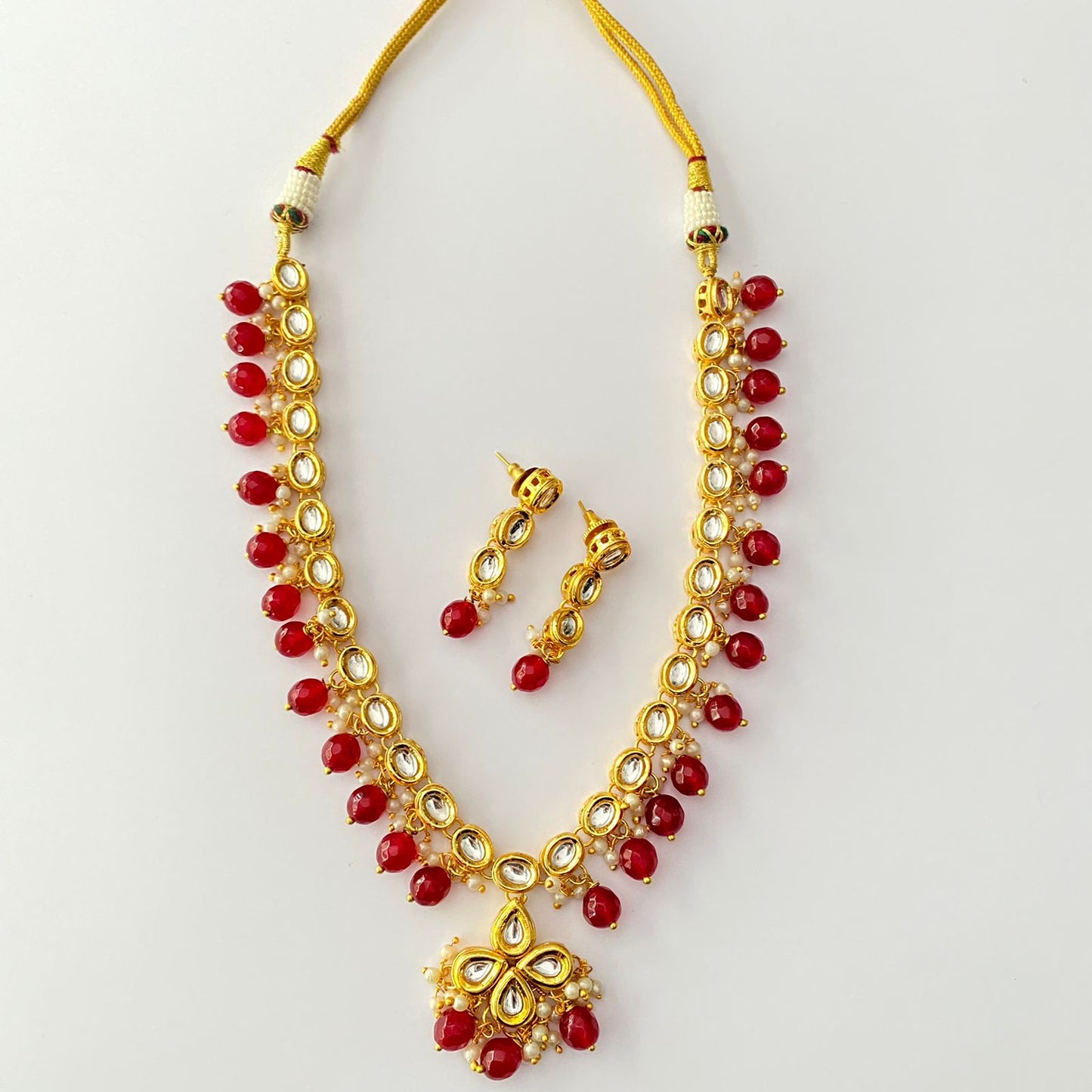 Kundan Ruby Pearl Necklace Set