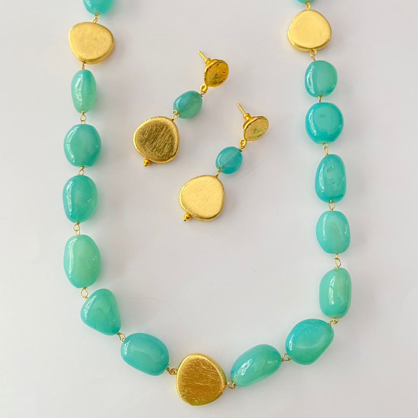 Aquamarine Tumble Necklace Set