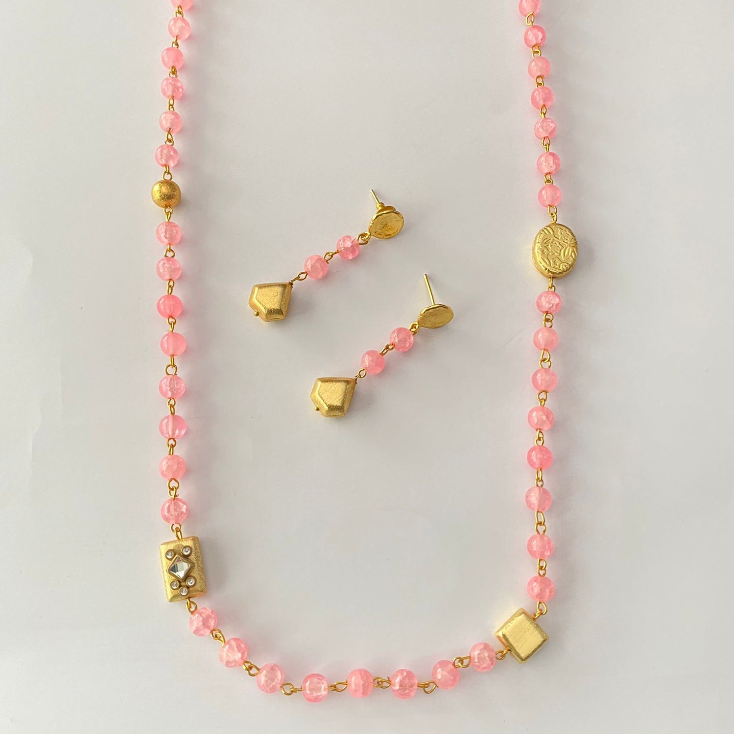 Baby Pink Stone Necklace Set