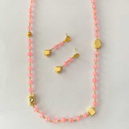 Baby Pink Stone Necklace Set