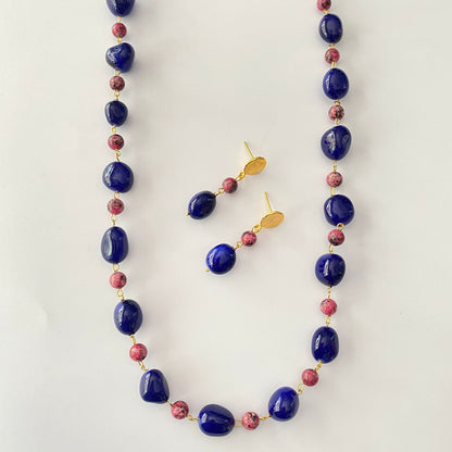 Blue Onyx Long Western Necklace Set