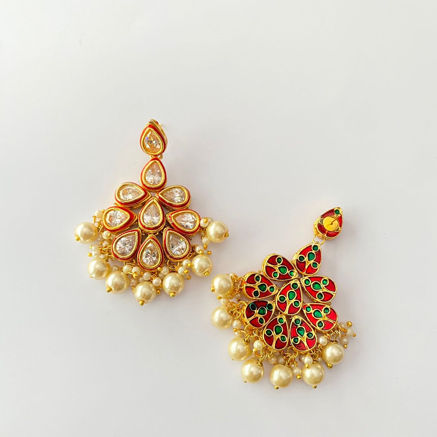 Ruby Kundan Drop Pearl Earring