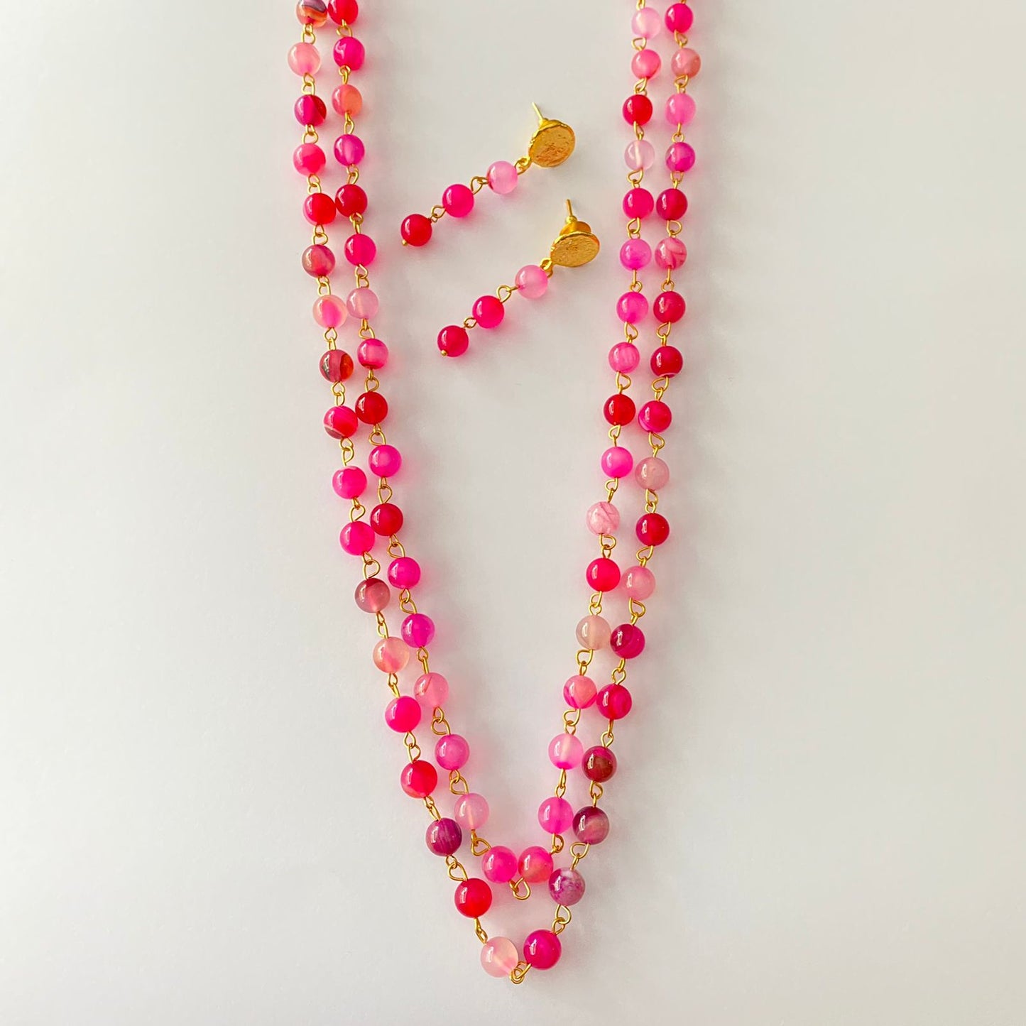 Ruby Stone Double Line Necklace