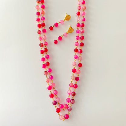 Ruby Stone Double Line Necklace