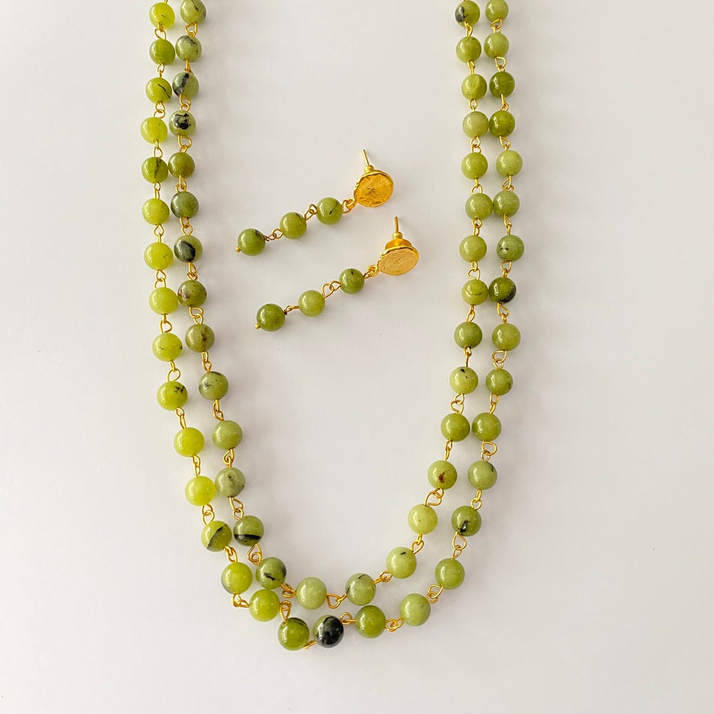 Peridot Stone Necklace Set