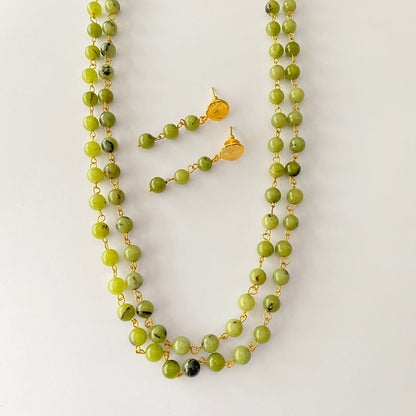 Peridot Stone Necklace Set