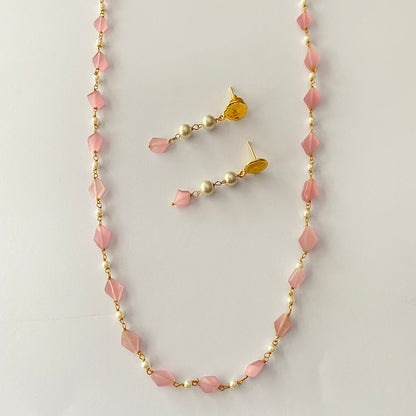 Baby Pink Stone Necklace Set