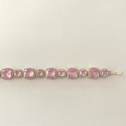 Baby Pink Diamond Silver Plated Bracelet