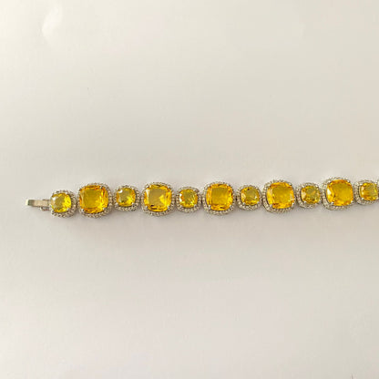 Silver Plated Yellow Diamond Bracelet