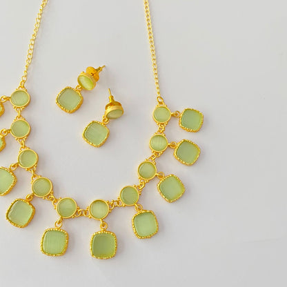 Gold Plated Mint Green Candy Necklace