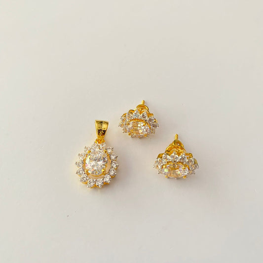 Gold Polish Pure Silver 92.5 Pendant Set