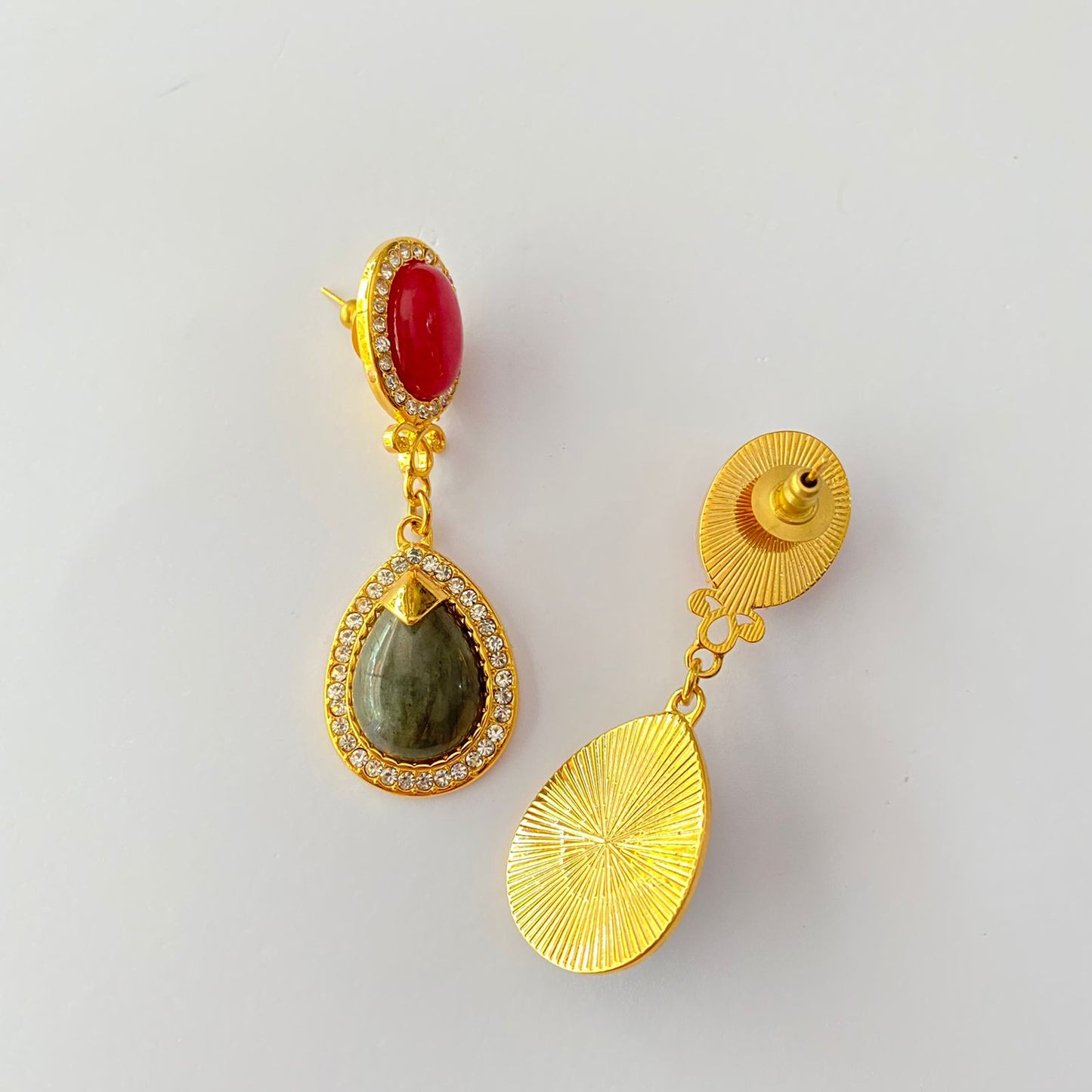 Gold Plated Ruby Diamond Earring