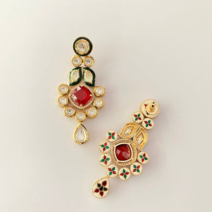 Ruby Stone Kundan Polki Earring