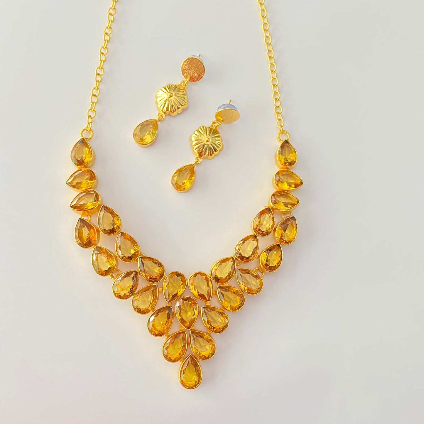 Gold Plated Yellow Stone Necklace