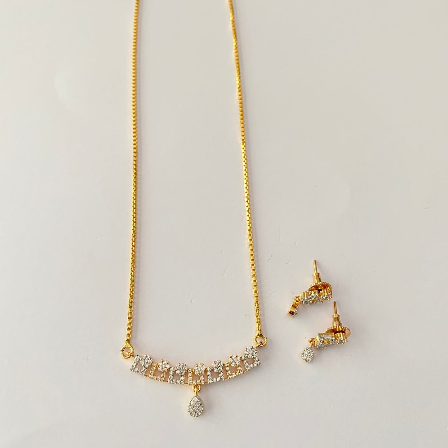 Gold Plated Diamond Pendant Set