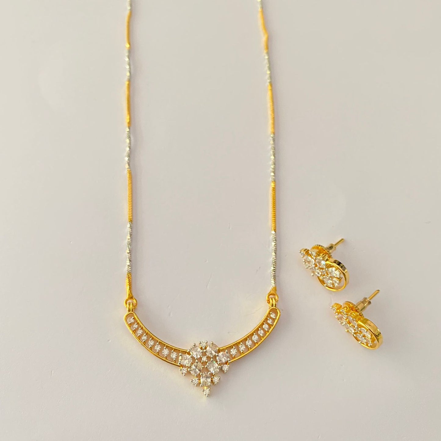 Diamond Gold Plated Pendant Set