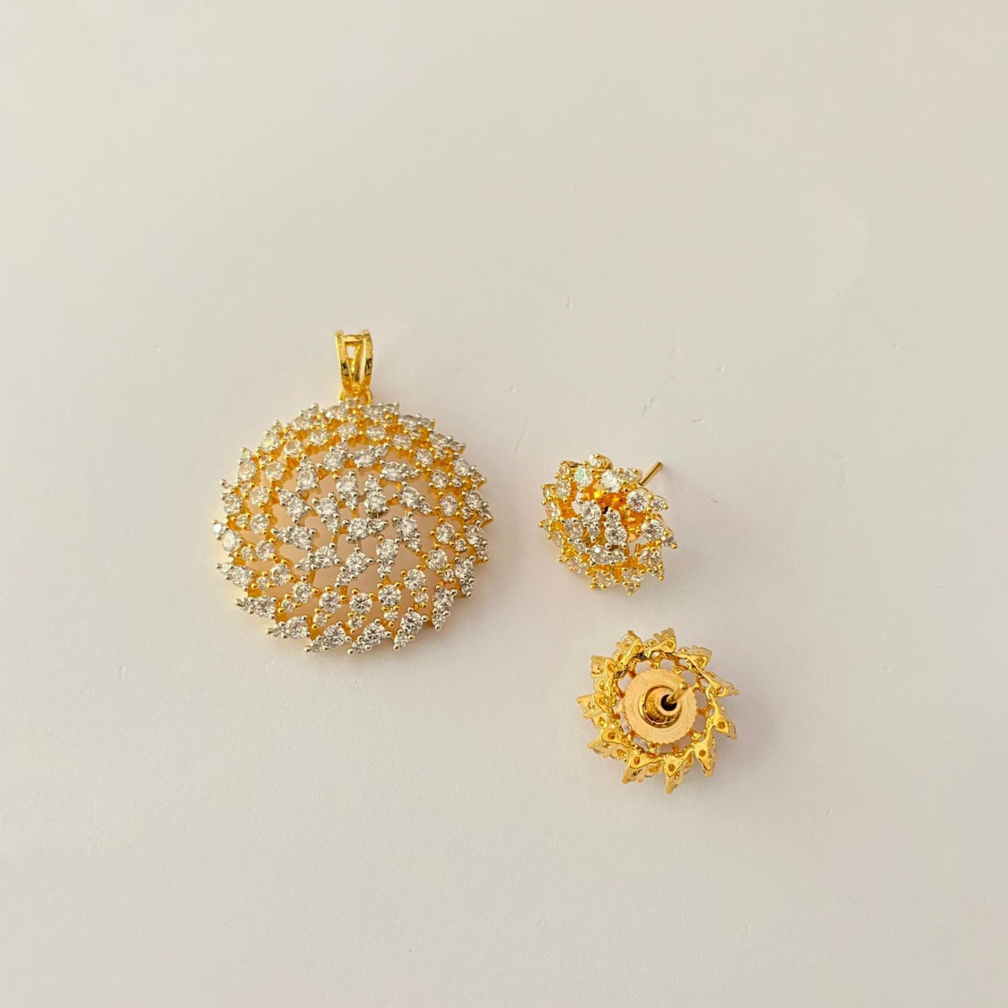 Gold Plated Diamond Pendant Set