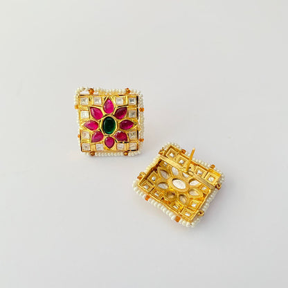 Gold Plated Ruby Stud