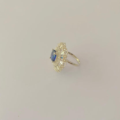 Blue Diamond silver plated Ring