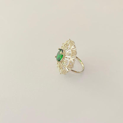 Emerald Diamond silver plated Ring