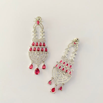 Ruby Diamond Silver Plated Earring