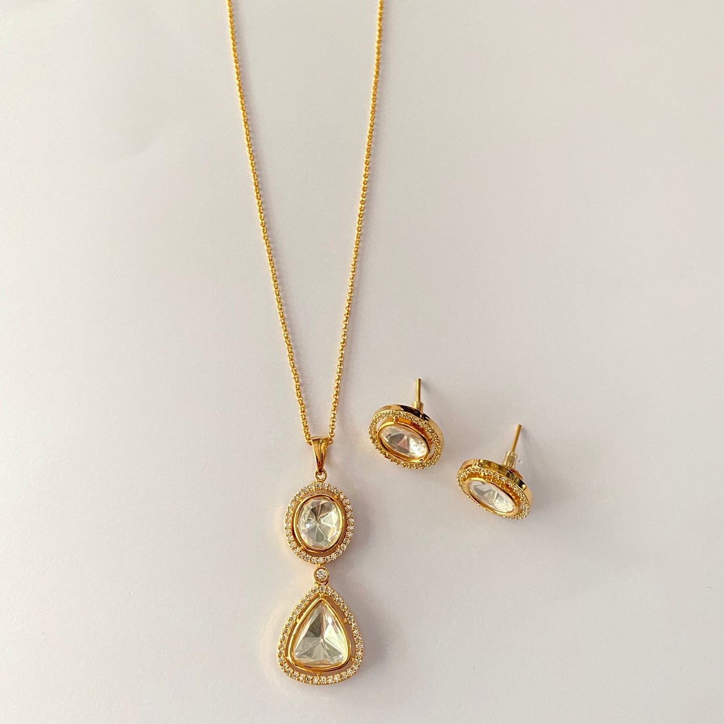 Gold Plated Polki Pendant Set