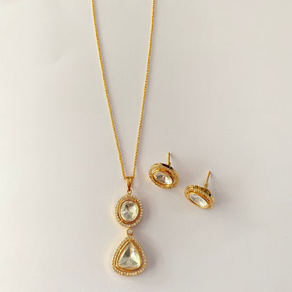 Gold Plated Polki Pendant Set