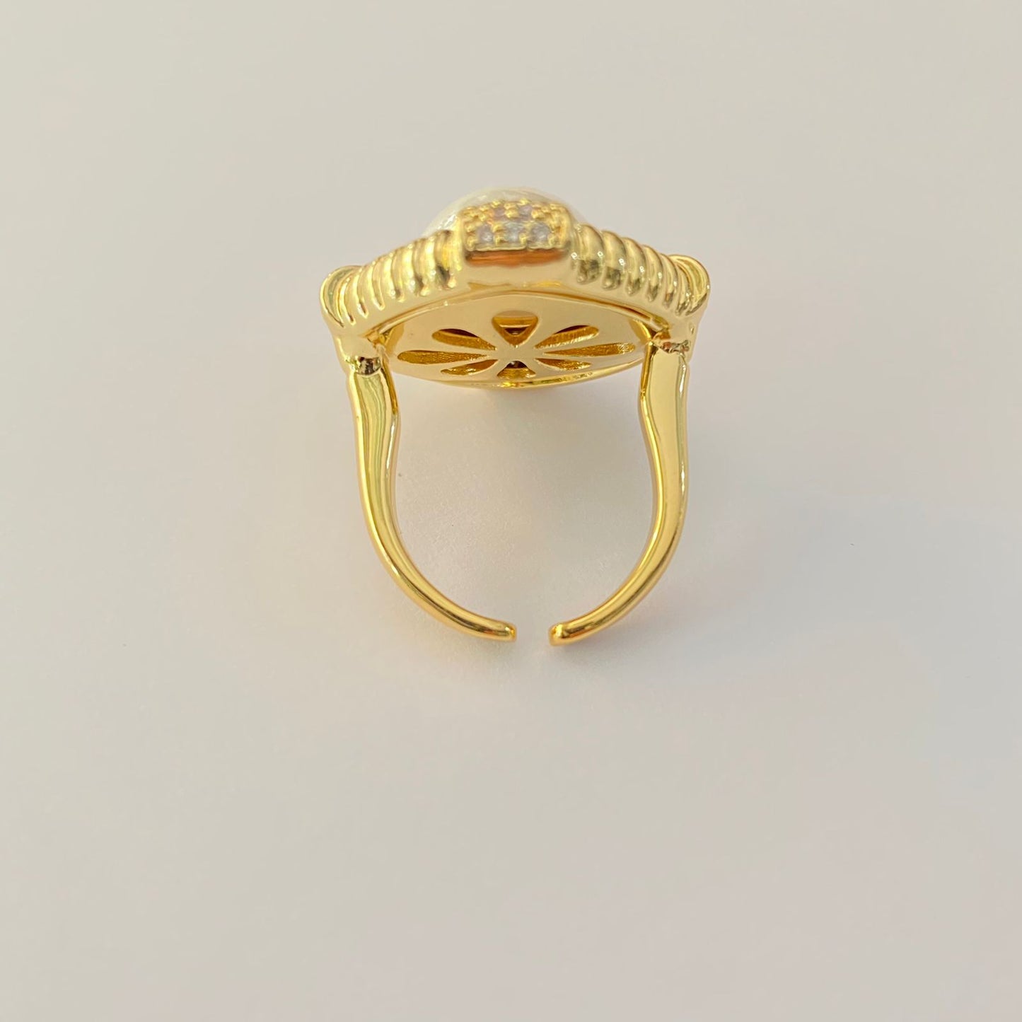 Western Gold Plated Pearl Adjustable Ring