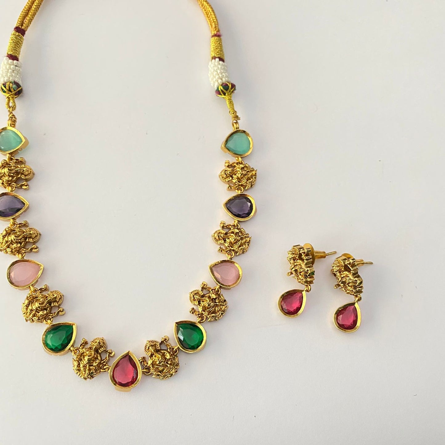 Multi Gold Plated Ganesh Necklace Set