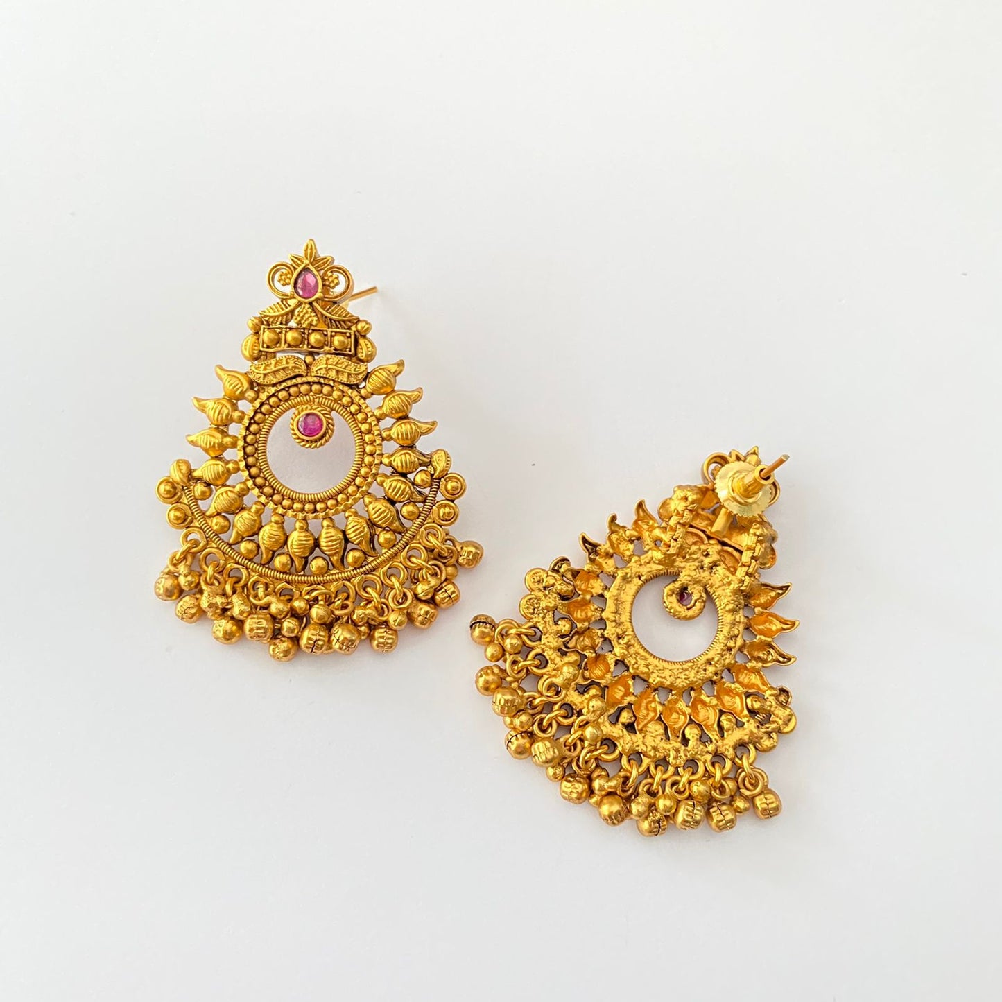 Gold Plated Ruby Stone Earring