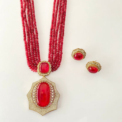 Ruby Stone Long Necklace