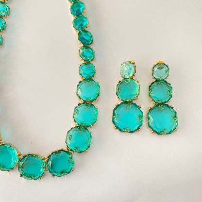 Aquamarine Stone Necklace Set