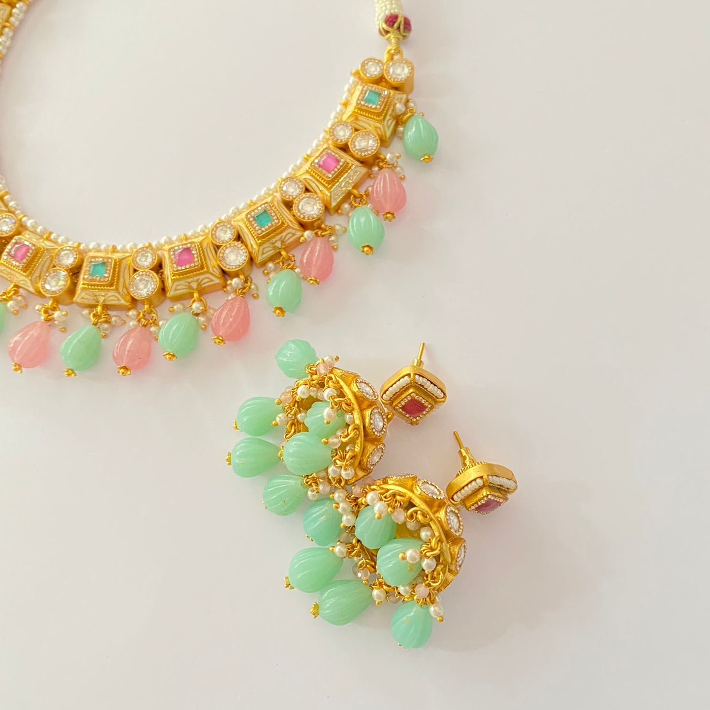 Gold Plated Polki Necklace Set