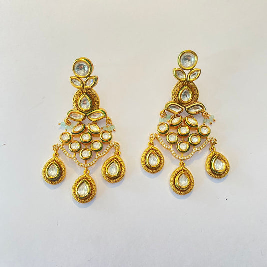 Trendy  Gold Plated Kundan meenakari earring