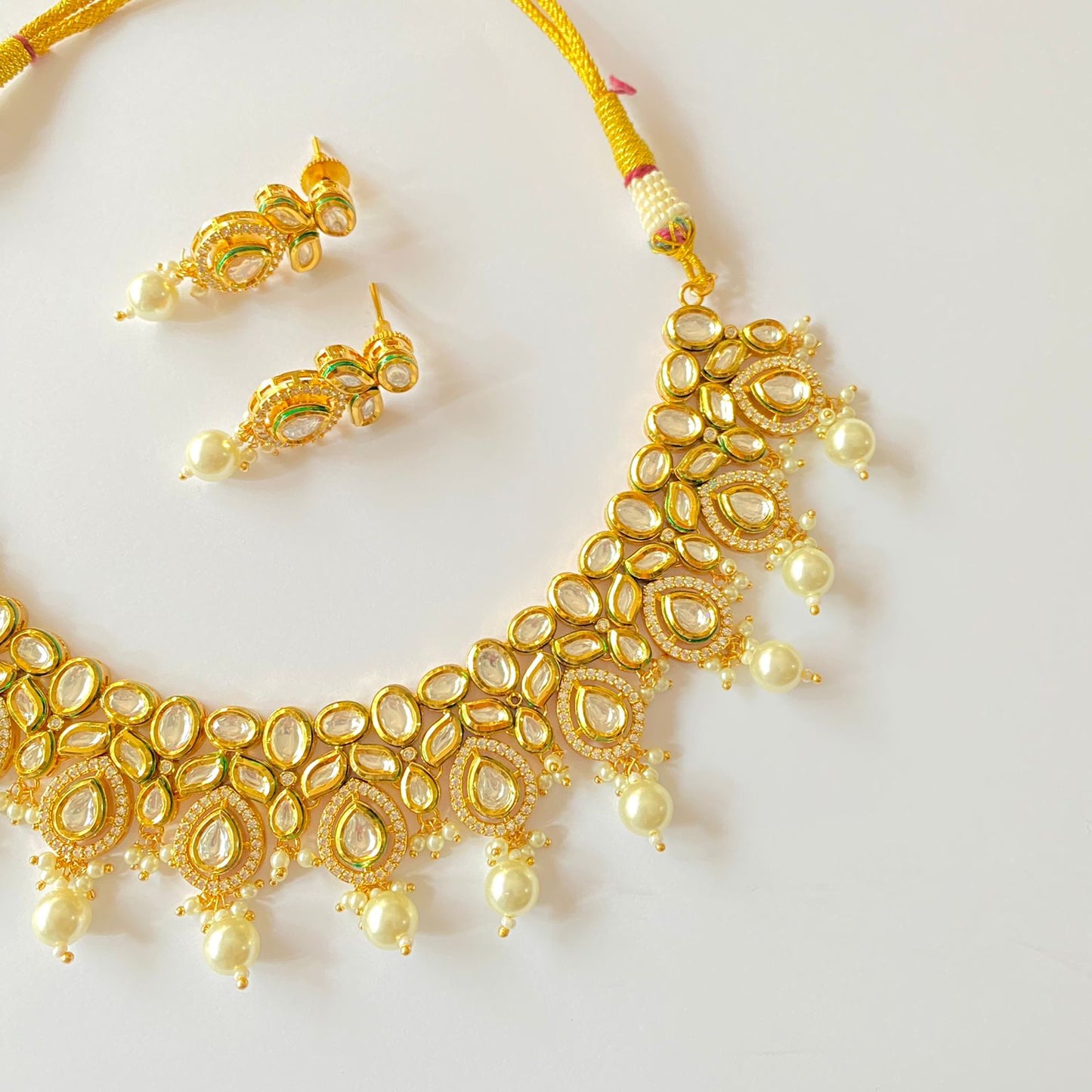 Gold Plated Kundan Drop Pearl Necklace