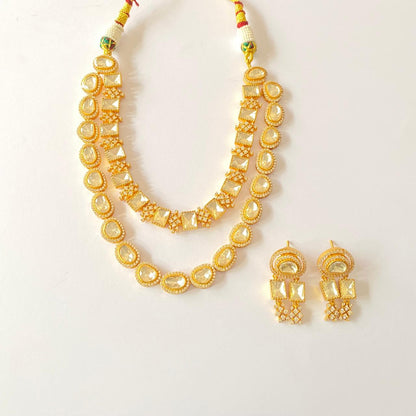 Polki Gold Plated Double layer Necklace