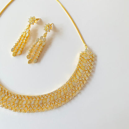 Gold Plated Diamond Necklace Set