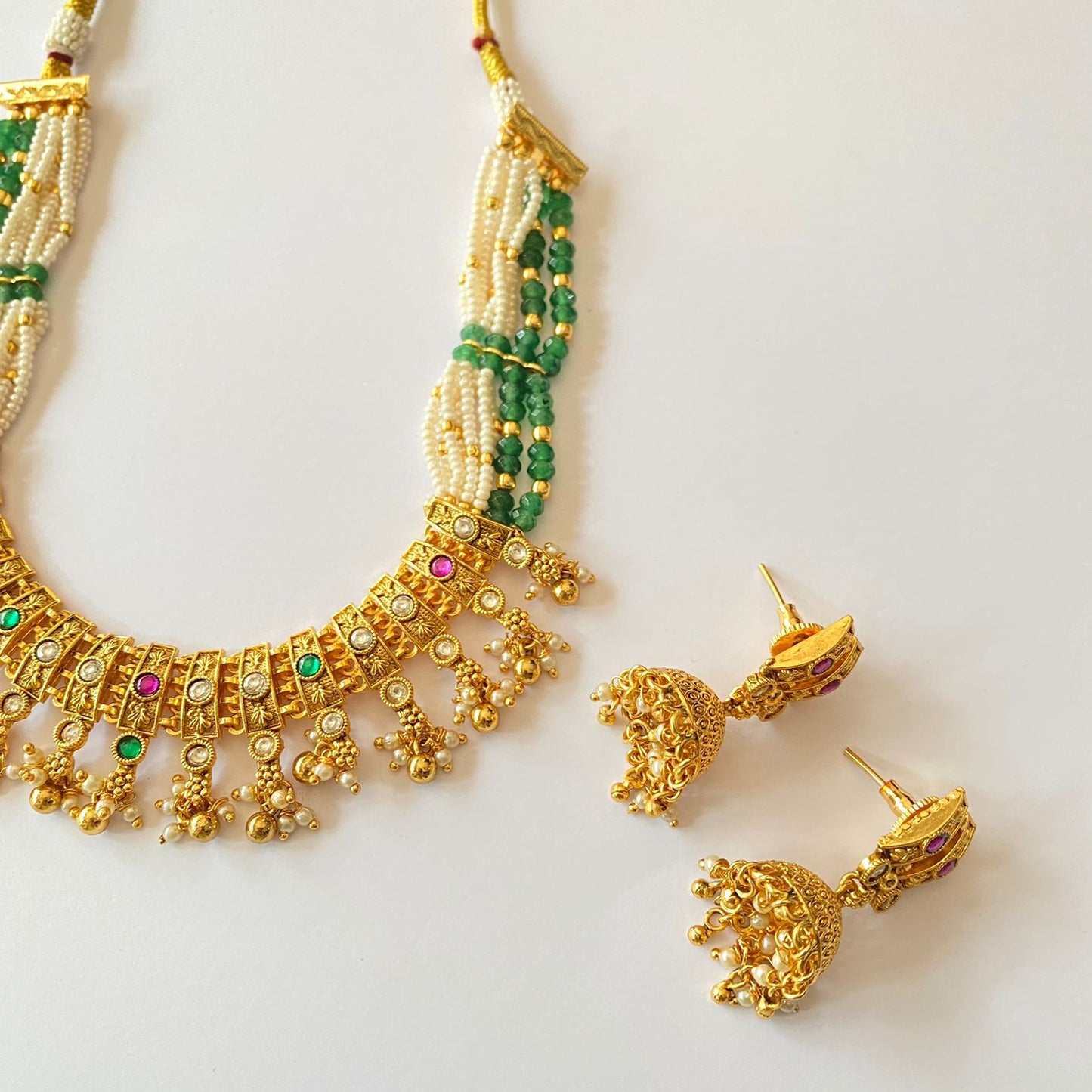 Green Gold Plated Necklace Set