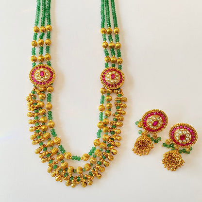 Green Gold Plated Necklace Set