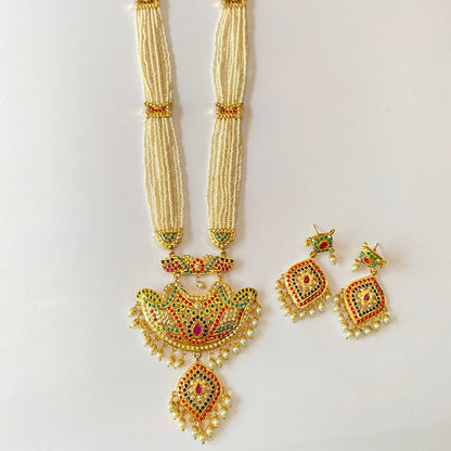 Multi Jadau Long Rani Haar Necklace Set