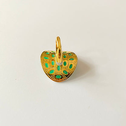 Green stone A.D Gold Plated Adjustable Ring